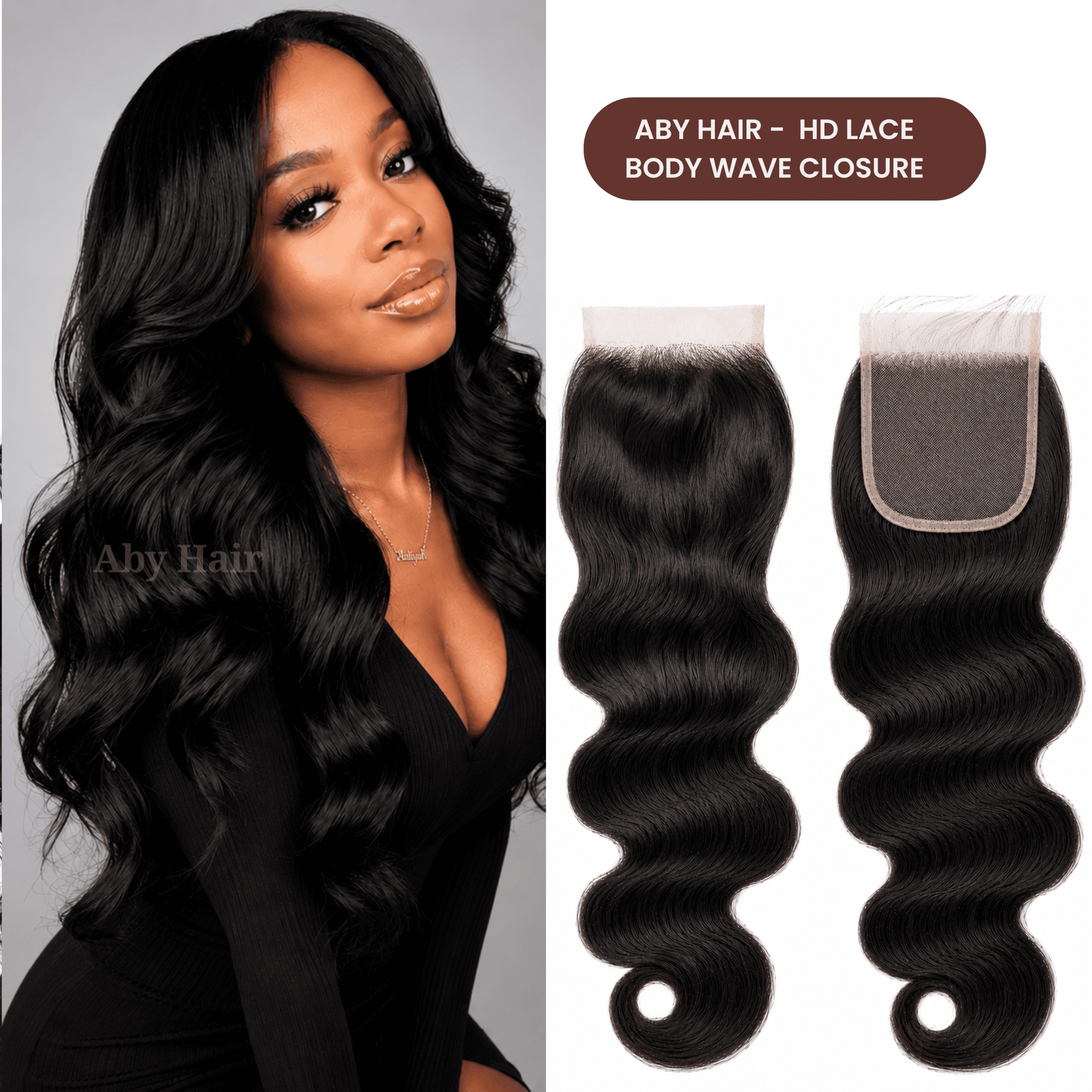 aby hair enclosure1 Aby Hair Invisible HD Lace Closure 100% Virgin Human Hair Lightly Pre-Plucked Hairline Natural-Looking Finish for Stylish Looks - Image 1