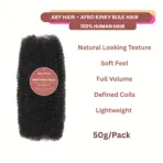 Afro Kinkys Curly Bulk Human Hair for Twist Dreadlock Extensions 50g/Pack Natural Fluffy Hair Bundle for Women, Men and children. - Image 2
