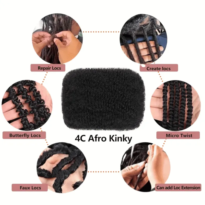 Afro Kinkys Curly Bulk Human Hair for Twist Dreadlock Extensions 50g/Pack Natural Fluffy Hair Bundle for Women, Men and children. - Image 9